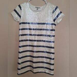 Zara Kids Sequin Dress in White and Navy